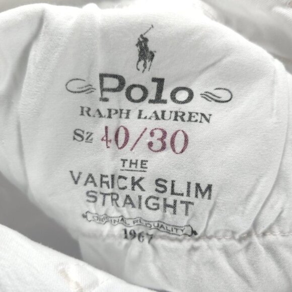 NWT POLO RALPH LAUREN THE VARICK SLIM STRAIGHT Core Replen White Jeans 40X30 - Picture 13 of 15